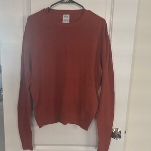 Zara Men's Rust Crew Neck Sweater